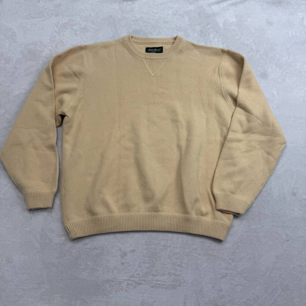 Eddie Bauer Men's Sweater Tan Size L 100% Cotton Knitted Made in Australia